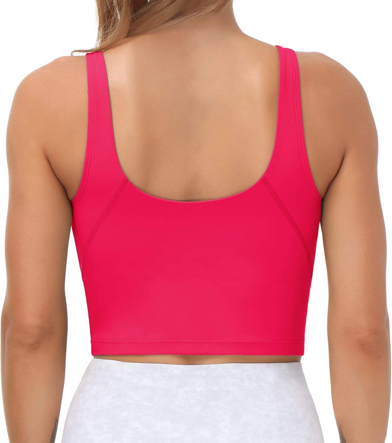imageTHE GYM PEOPLE Womens Sports Bra Longline Wirefree Padded with Medium SupportMagenta