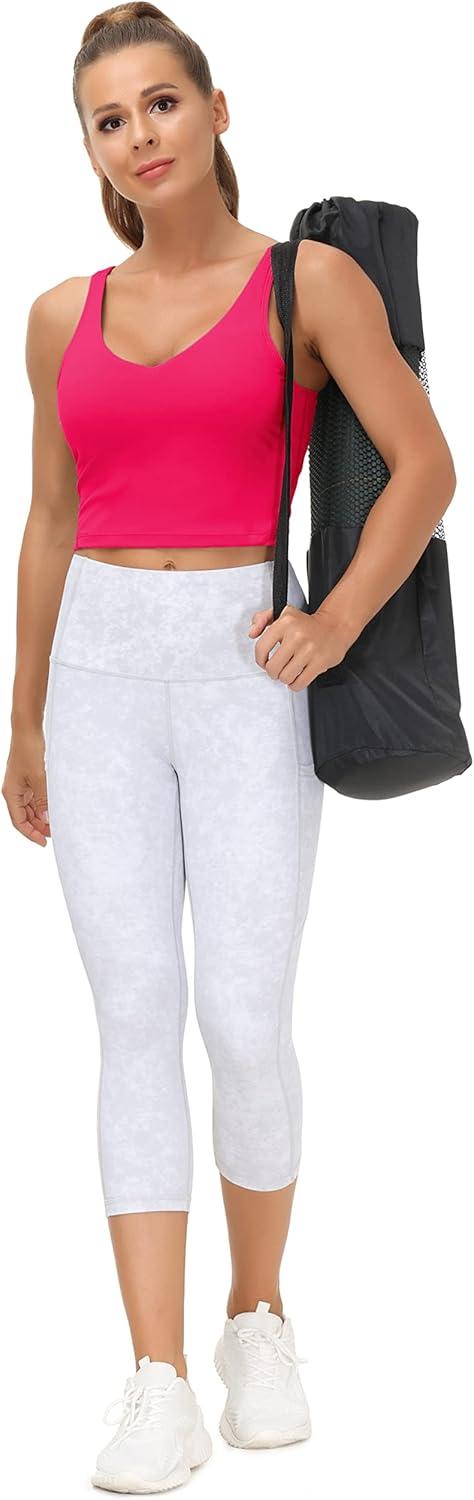 imageTHE GYM PEOPLE Womens Sports Bra Longline Wirefree Padded with Medium SupportMagenta