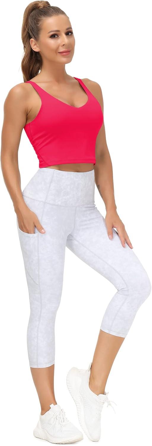 imageTHE GYM PEOPLE Womens Sports Bra Longline Wirefree Padded with Medium SupportMagenta