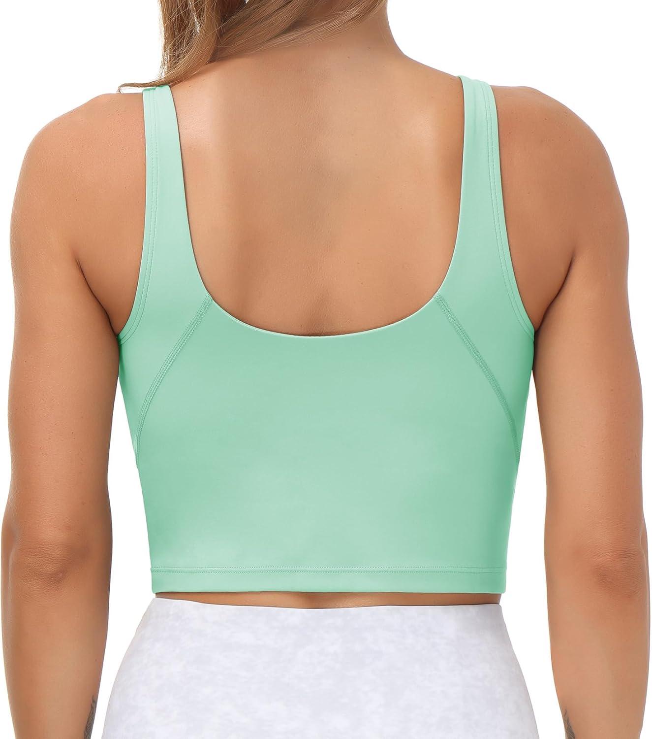 imageTHE GYM PEOPLE Womens Sports Bra Longline Wirefree Padded with Medium SupportMint Green