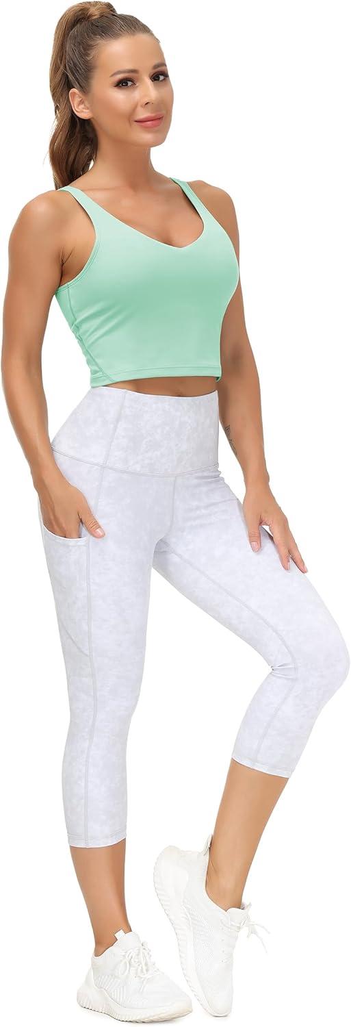 imageTHE GYM PEOPLE Womens Sports Bra Longline Wirefree Padded with Medium SupportMint Green