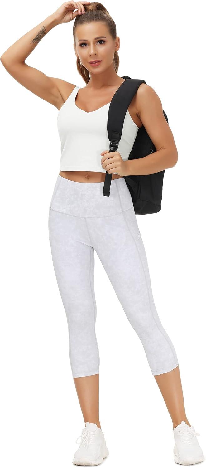 imageTHE GYM PEOPLE Womens Sports Bra Longline Wirefree Padded with Medium SupportOffwhite