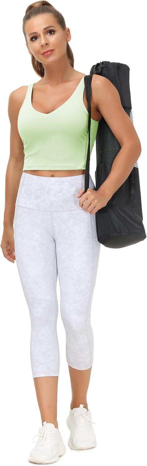 imageTHE GYM PEOPLE Womens Sports Bra Longline Wirefree Padded with Medium SupportPale Green