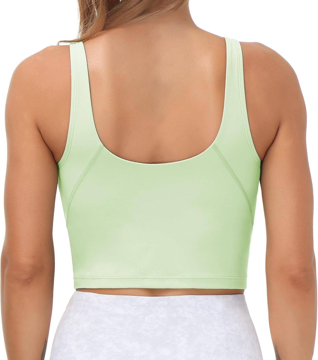 imageTHE GYM PEOPLE Womens Sports Bra Longline Wirefree Padded with Medium SupportPale Green
