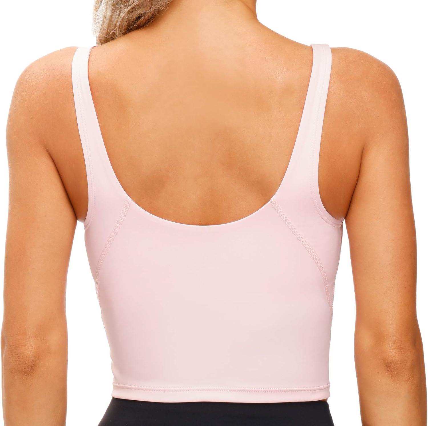 imageTHE GYM PEOPLE Womens Sports Bra Longline Wirefree Padded with Medium SupportPink
