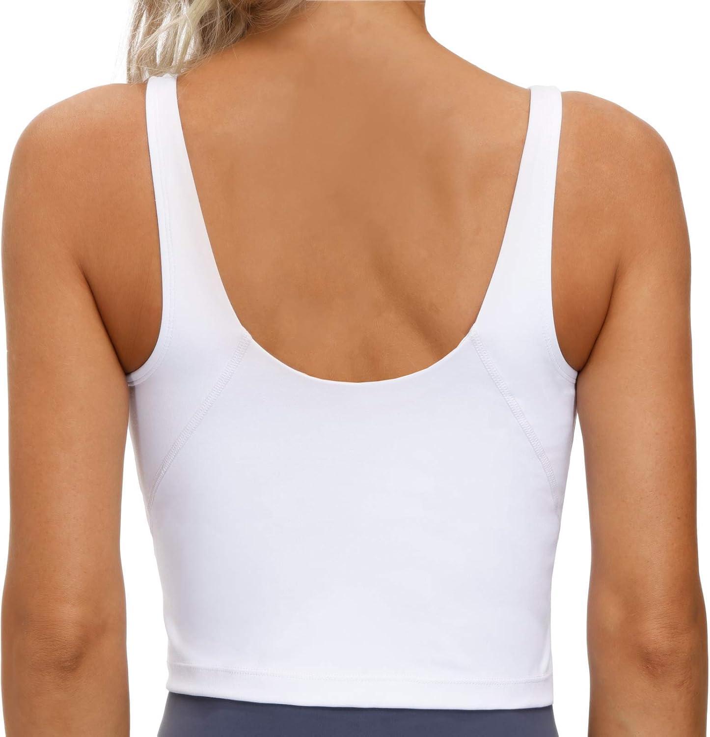 imageTHE GYM PEOPLE Womens Sports Bra Longline Wirefree Padded with Medium SupportWhite