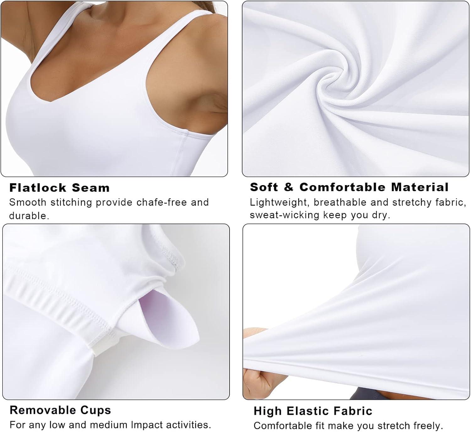 imageTHE GYM PEOPLE Womens Sports Bra Longline Wirefree Padded with Medium SupportWhite