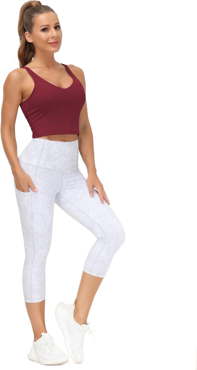 imageTHE GYM PEOPLE Womens Sports Bra Longline Wirefree Padded with Medium SupportWine Red