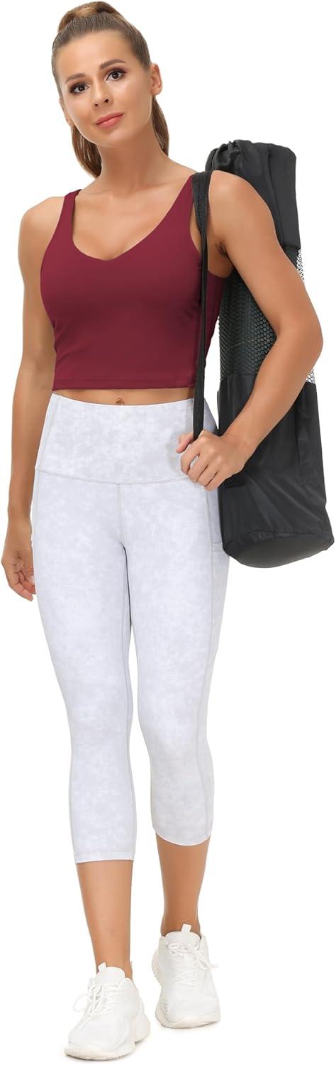 imageTHE GYM PEOPLE Womens Sports Bra Longline Wirefree Padded with Medium SupportWine Red