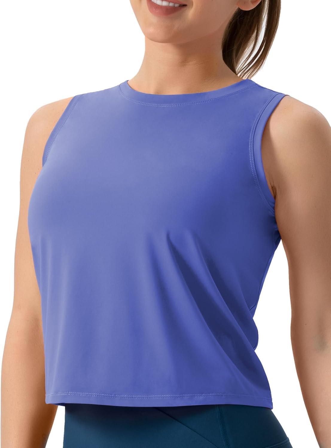 imageTHE GYM PEOPLE Womens Workout Tops in Ice Silk Quick Dry SleevelessBright Purple