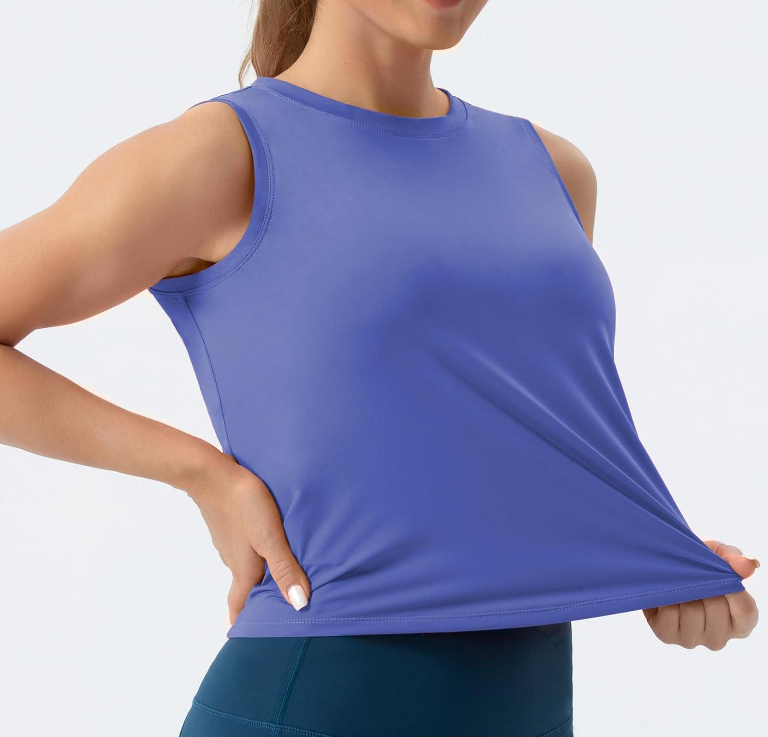 imageTHE GYM PEOPLE Womens Workout Tops in Ice Silk Quick Dry SleevelessBright Purple