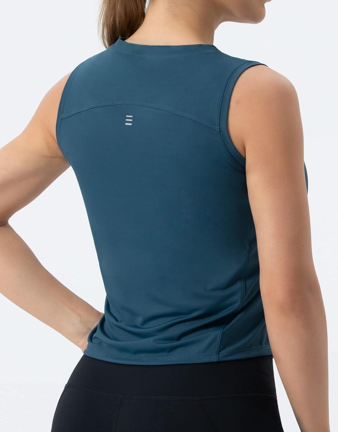 imageTHE GYM PEOPLE Womens Workout Tops in Ice Silk Quick Dry SleevelessDark Blue Green