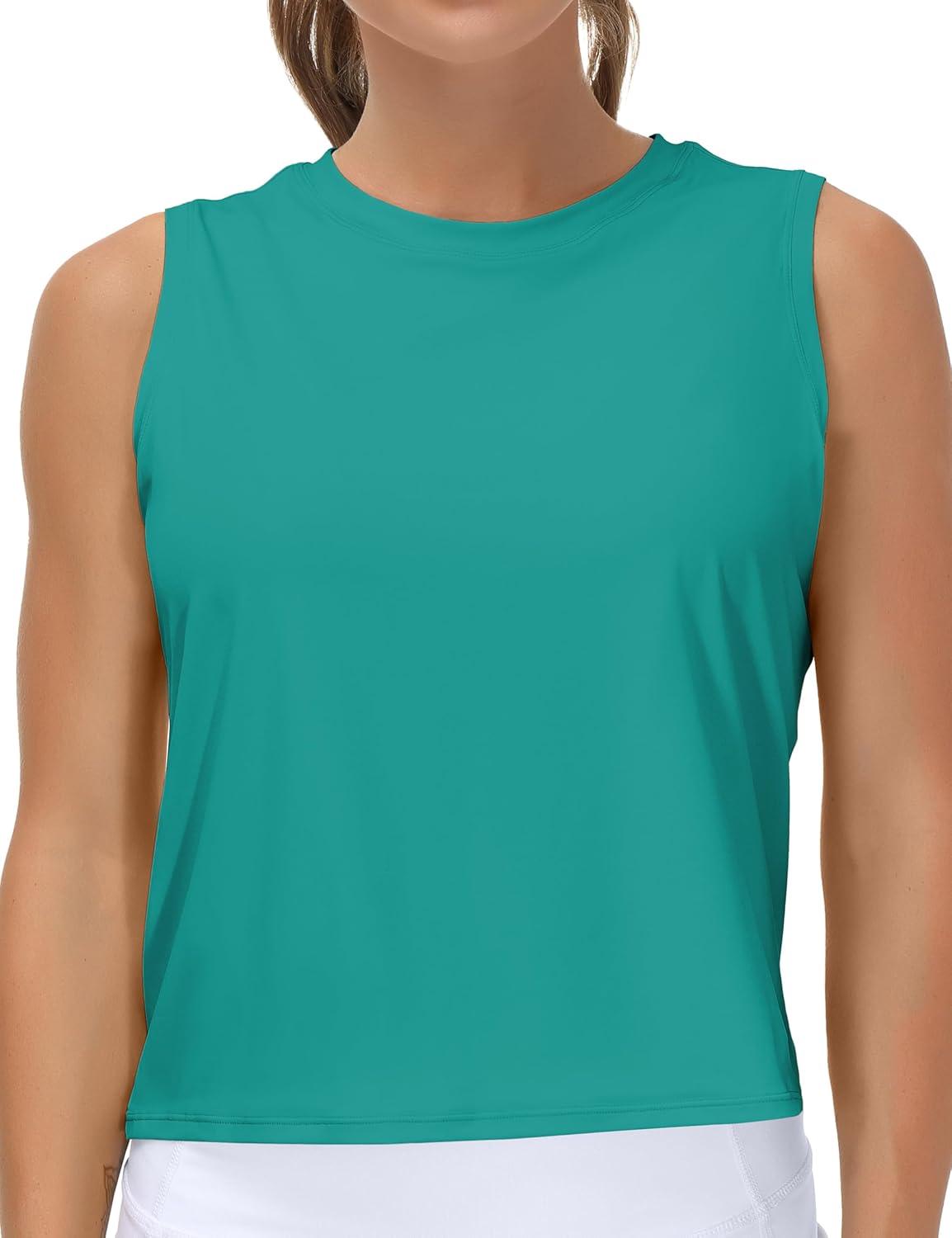 imageTHE GYM PEOPLE Womens Workout Tops in Ice Silk Quick Dry SleevelessLake Green