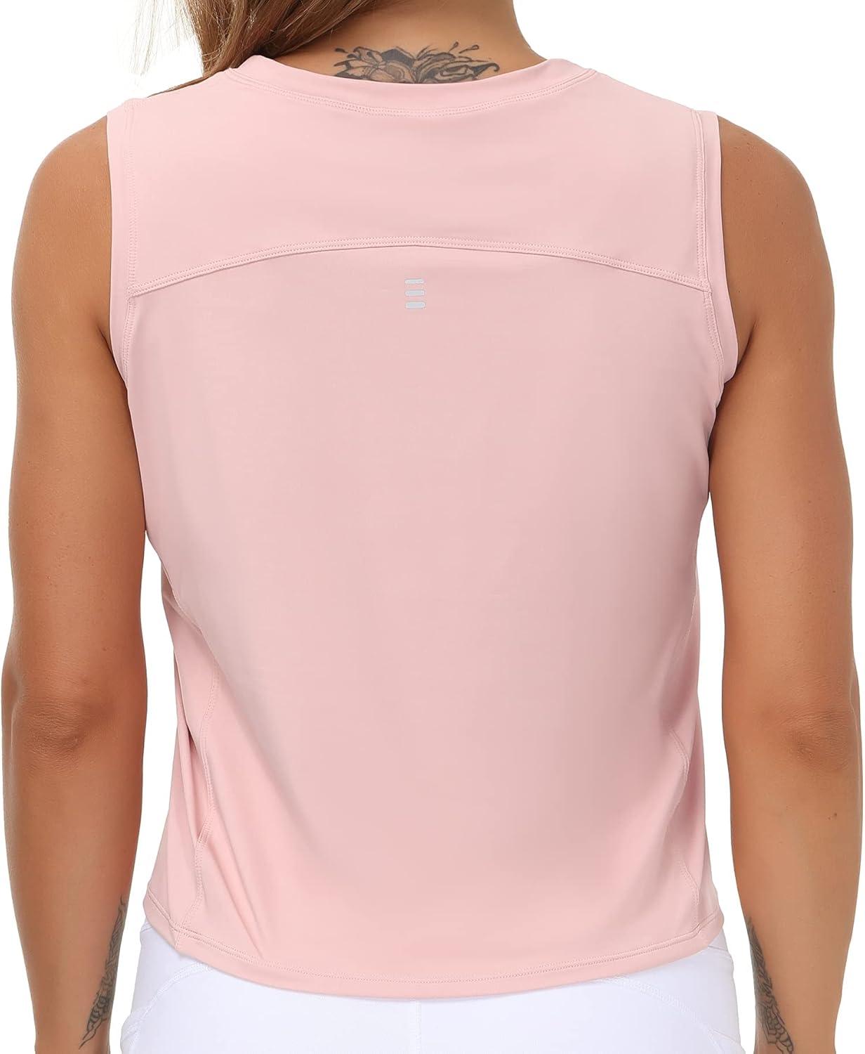 imageTHE GYM PEOPLE Womens Workout Tops in Ice Silk Quick Dry SleevelessPink