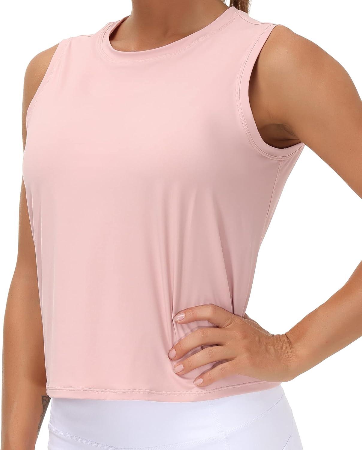 imageTHE GYM PEOPLE Womens Workout Tops in Ice Silk Quick Dry SleevelessPink