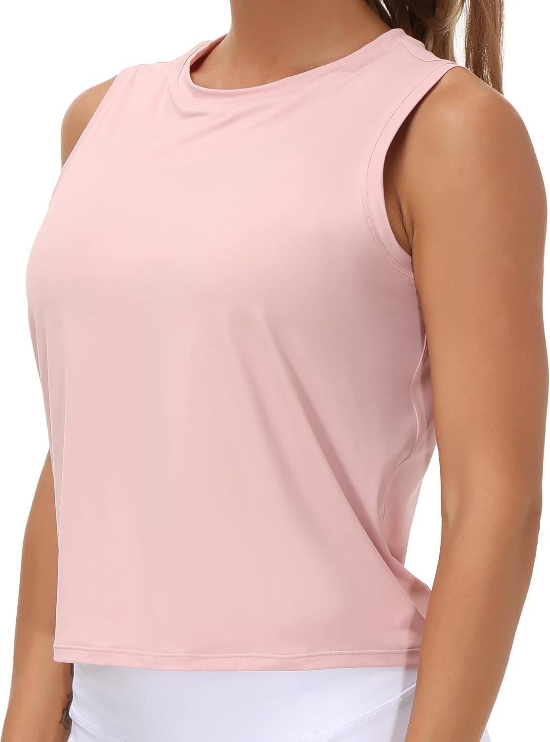 imageTHE GYM PEOPLE Womens Workout Tops in Ice Silk Quick Dry SleevelessPink