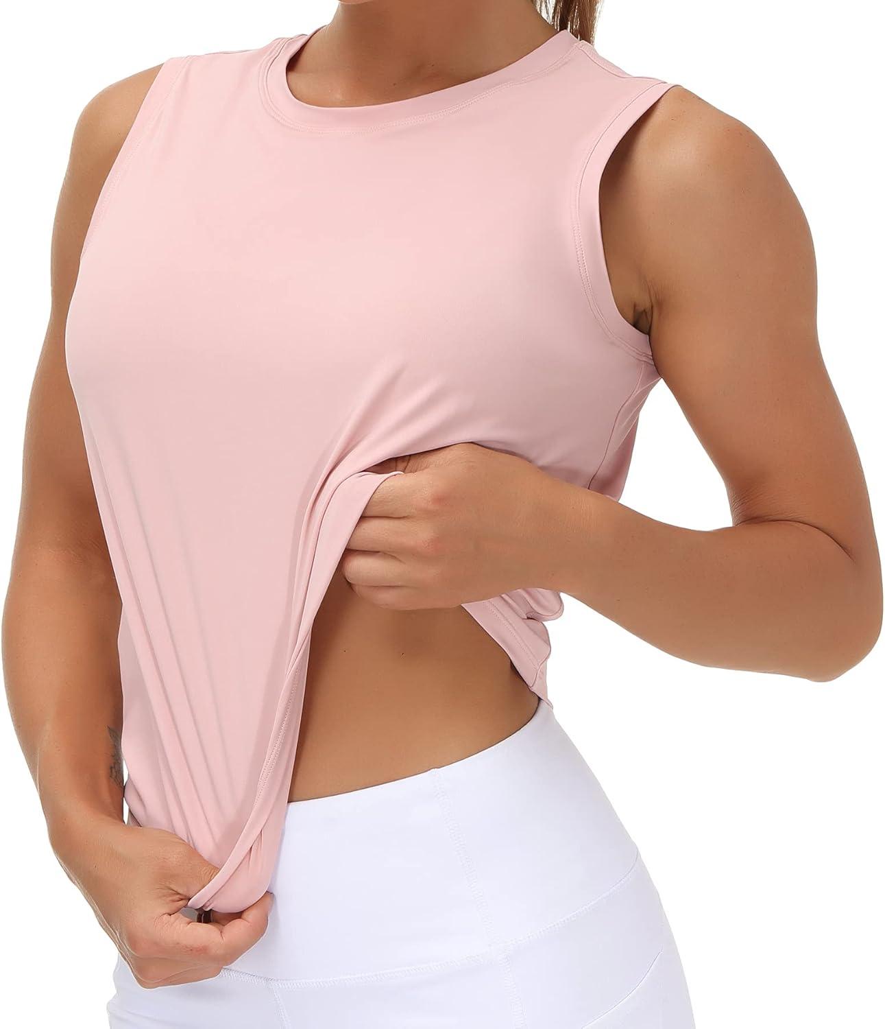 imageTHE GYM PEOPLE Womens Workout Tops in Ice Silk Quick Dry SleevelessPink