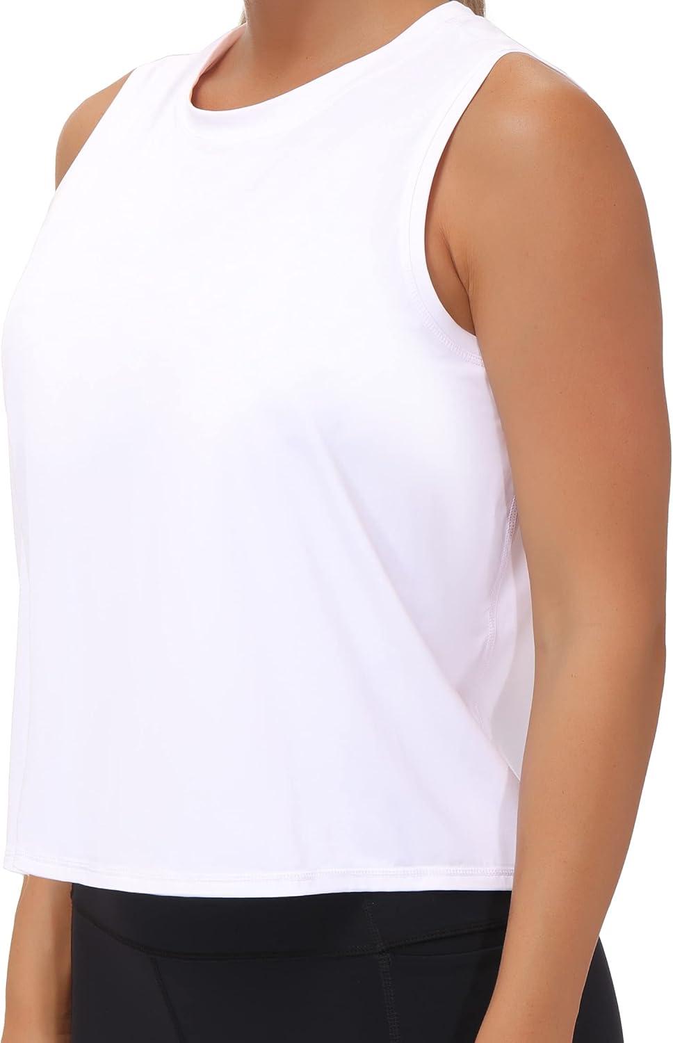 imageTHE GYM PEOPLE Womens Workout Tops in Ice Silk Quick Dry SleevelessWhite