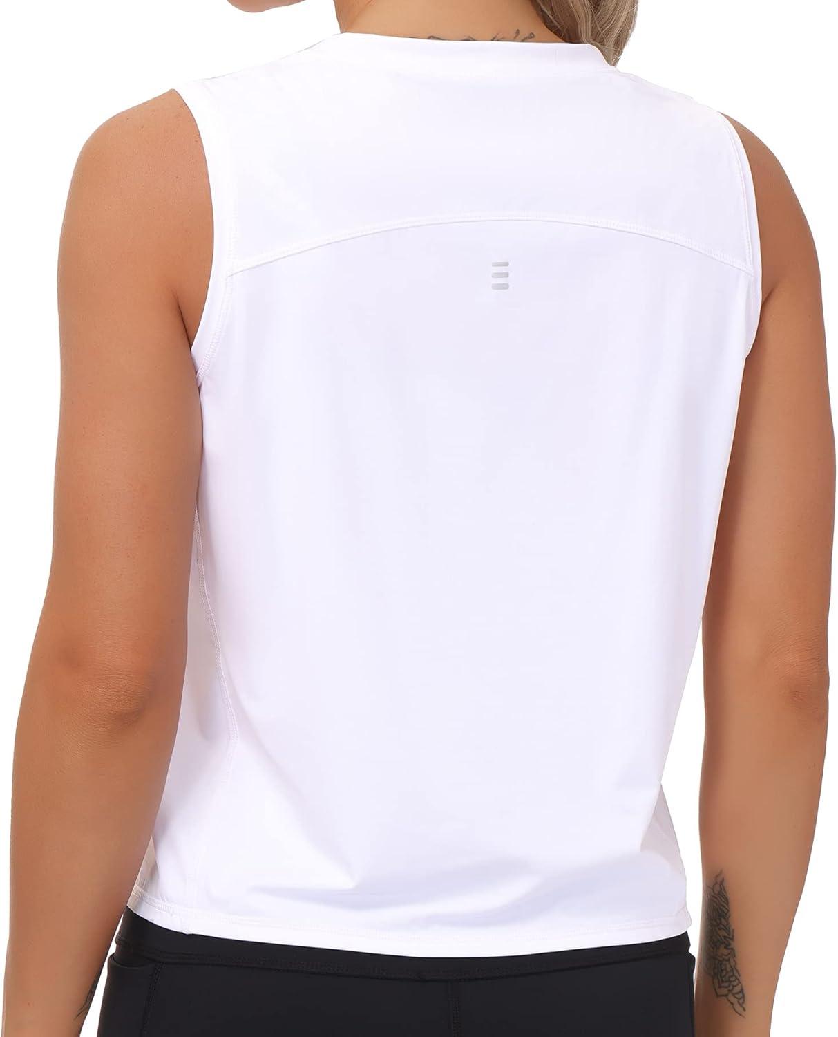 imageTHE GYM PEOPLE Womens Workout Tops in Ice Silk Quick Dry SleevelessWhite