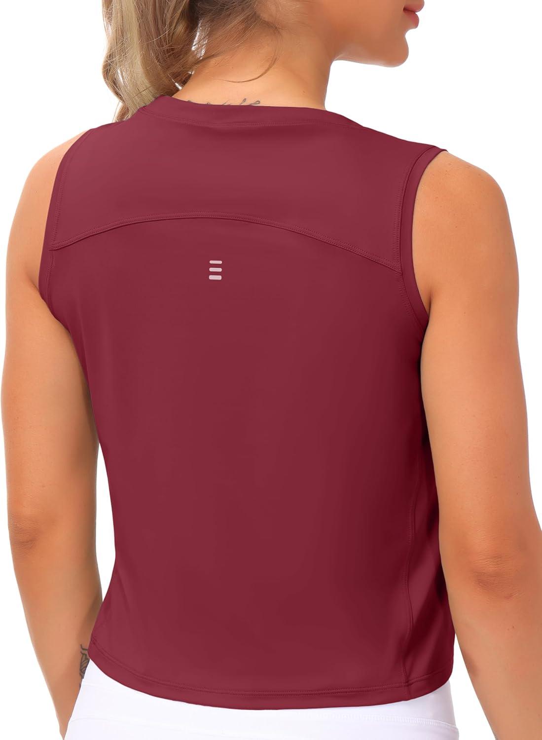 imageTHE GYM PEOPLE Womens Workout Tops in Ice Silk Quick Dry SleevelessWine Red