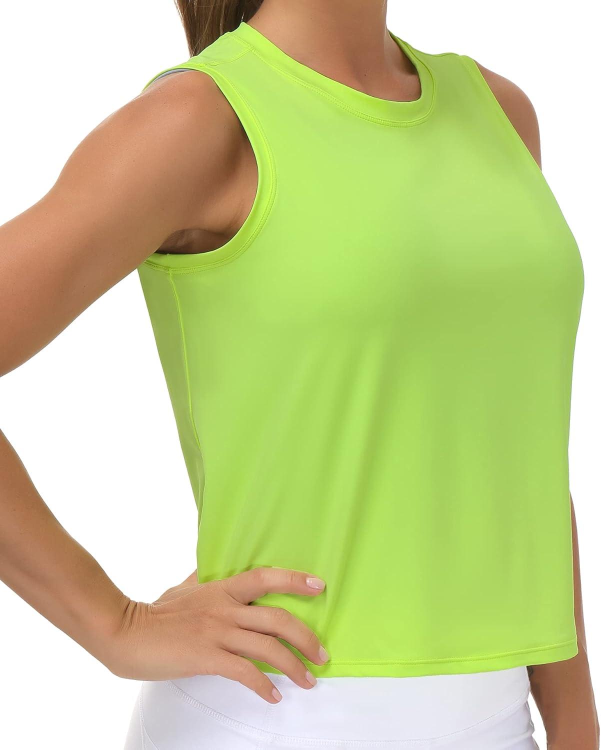 imageTHE GYM PEOPLE Womens Workout Tops in Ice Silk Quick Dry SleevelessYellow