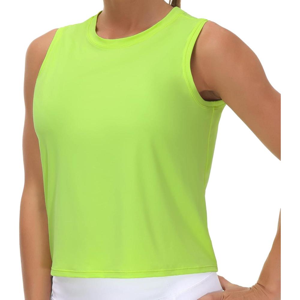 imageTHE GYM PEOPLE Womens Workout Tops in Ice Silk Quick Dry SleevelessYellow