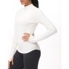 imageTHE GYM PEOPLE Fleece Mock Turtleneck Pullover Base Layer Shirts Long Sleeve Workout Tops with Thumb HoleBeige