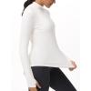 imageTHE GYM PEOPLE Fleece Mock Turtleneck Pullover Base Layer Shirts Long Sleeve Workout Tops with Thumb HoleBeige