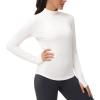 imageTHE GYM PEOPLE Fleece Mock Turtleneck Pullover Base Layer Shirts Long Sleeve Workout Tops with Thumb HoleBeige