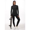 imageTHE GYM PEOPLE Fleece Mock Turtleneck Pullover Base Layer Shirts Long Sleeve Workout Tops with Thumb HoleBlack