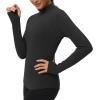 imageTHE GYM PEOPLE Fleece Mock Turtleneck Pullover Base Layer Shirts Long Sleeve Workout Tops with Thumb HoleBlack