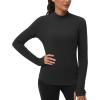 imageTHE GYM PEOPLE Fleece Mock Turtleneck Pullover Base Layer Shirts Long Sleeve Workout Tops with Thumb HoleBlack