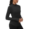 imageTHE GYM PEOPLE Fleece Mock Turtleneck Pullover Base Layer Shirts Long Sleeve Workout Tops with Thumb HoleBlack