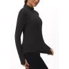 imageTHE GYM PEOPLE Fleece Mock Turtleneck Pullover Base Layer Shirts Long Sleeve Workout Tops with Thumb HoleBlack