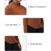 imageTHE GYM PEOPLE Fleece Mock Turtleneck Pullover Base Layer Shirts Long Sleeve Workout Tops with Thumb HoleBrick Red