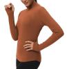 imageTHE GYM PEOPLE Fleece Mock Turtleneck Pullover Base Layer Shirts Long Sleeve Workout Tops with Thumb HoleBrick Red