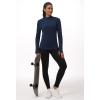 imageTHE GYM PEOPLE Fleece Mock Turtleneck Pullover Base Layer Shirts Long Sleeve Workout Tops with Thumb HoleDark Blue