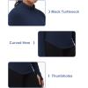imageTHE GYM PEOPLE Fleece Mock Turtleneck Pullover Base Layer Shirts Long Sleeve Workout Tops with Thumb HoleDark Blue