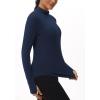 imageTHE GYM PEOPLE Fleece Mock Turtleneck Pullover Base Layer Shirts Long Sleeve Workout Tops with Thumb HoleDark Blue