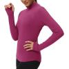 imageTHE GYM PEOPLE Fleece Mock Turtleneck Pullover Base Layer Shirts Long Sleeve Workout Tops with Thumb HoleDark Rose Red