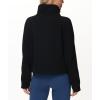 imageTHE GYM PEOPLE Womens Half Zip Pullover Fleece Stand Collar Crop Sweatshirt with Pockets Thumb HoleBlack