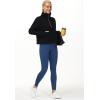 imageTHE GYM PEOPLE Womens Half Zip Pullover Fleece Stand Collar Crop Sweatshirt with Pockets Thumb HoleBlack
