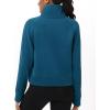 imageTHE GYM PEOPLE Womens Half Zip Pullover Fleece Stand Collar Crop Sweatshirt with Pockets Thumb HoleDark Blue Green