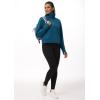 imageTHE GYM PEOPLE Womens Half Zip Pullover Fleece Stand Collar Crop Sweatshirt with Pockets Thumb HoleDark Blue Green