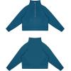 imageTHE GYM PEOPLE Womens Half Zip Pullover Fleece Stand Collar Crop Sweatshirt with Pockets Thumb HoleDark Blue Green