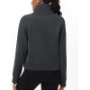 imageTHE GYM PEOPLE Womens Half Zip Pullover Fleece Stand Collar Crop Sweatshirt with Pockets Thumb HoleDark Grey