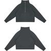 imageTHE GYM PEOPLE Womens Half Zip Pullover Fleece Stand Collar Crop Sweatshirt with Pockets Thumb HoleDark Grey