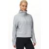 imageTHE GYM PEOPLE Womens Half Zip Pullover Fleece Stand Collar Crop Sweatshirt with Pockets Thumb HoleGrey