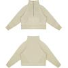 imageTHE GYM PEOPLE Womens Half Zip Pullover Fleece Stand Collar Crop Sweatshirt with Pockets Thumb HoleKhaki
