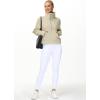 imageTHE GYM PEOPLE Womens Half Zip Pullover Fleece Stand Collar Crop Sweatshirt with Pockets Thumb HoleKhaki